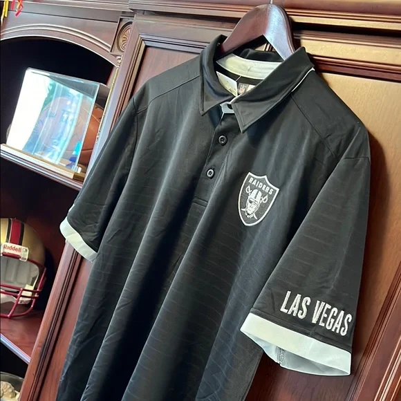 Brand New NFL Team Apparel Las Vegas Raiders Black & Silver Polo Sports Shirt! - Picture 4 of 12